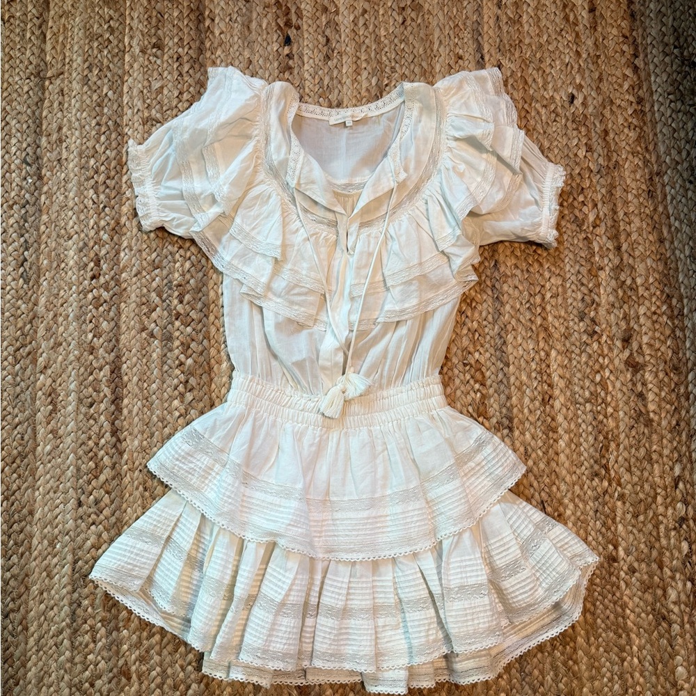 LoveShackFancy Cream Puff Sleeve Mini Dress